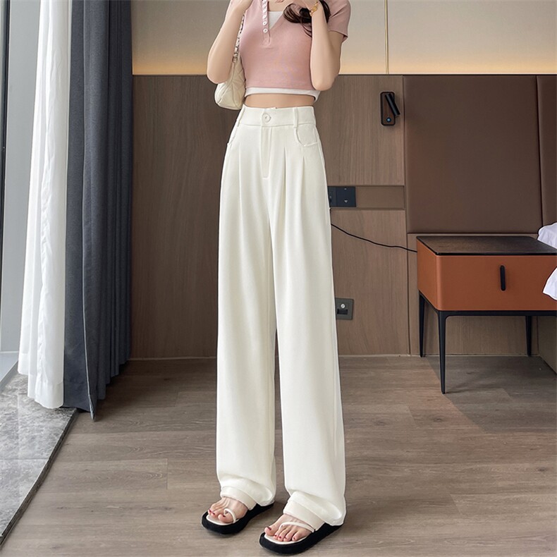 现货窄版阔腿裤女2025新款小个子高腰显瘦垂感直筒休闲西装裤,女装休闲裤,云美莎专业女裤-全店现货