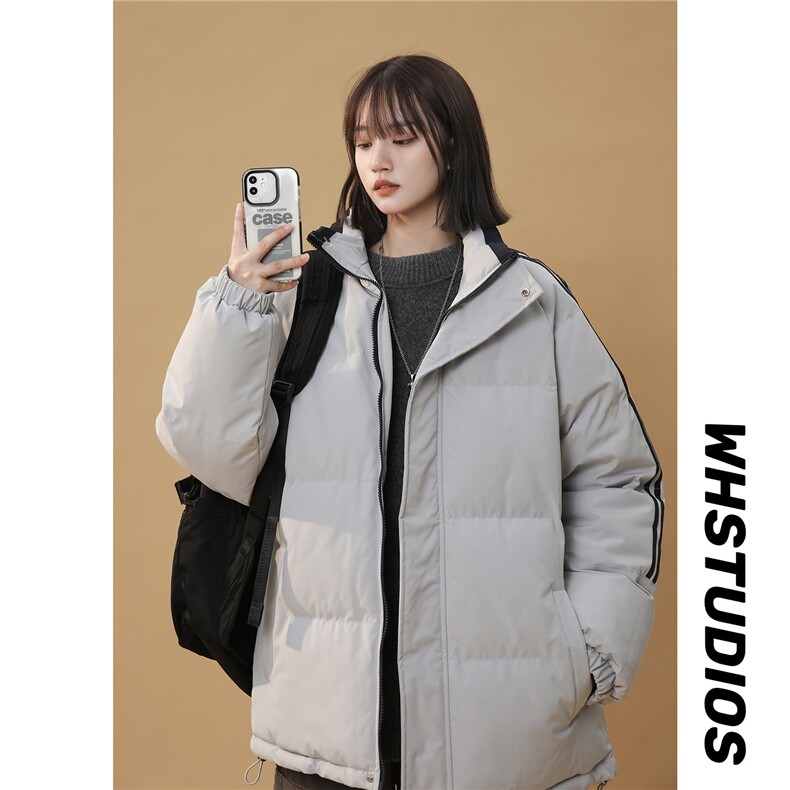 ！冬季条纹五防立领加绒加厚棉衣情侣撞色棉服外套MY7777-P68图片