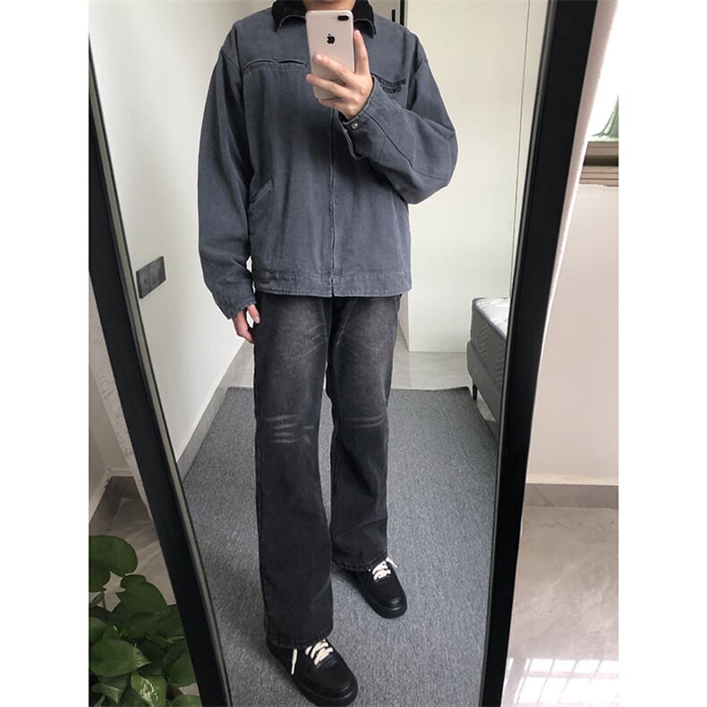 B221美式ins高街暗黑光版修身微喇牛仔裤LK23137-P55控78,男装牛仔裤,电商B221