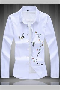 20大码印花中国风衬衫男夏秋新款青年长袖衬衫 QT5030/7603p50图片