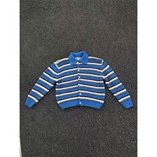 2025美式复古翻领条纹开衫毛衣男宽松休闲慵懒风撞色针织衫，男装针织衫/毛衣，星座506A