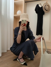 夏季新款简韩连衣裙～,女装连衣裙,三文鱼