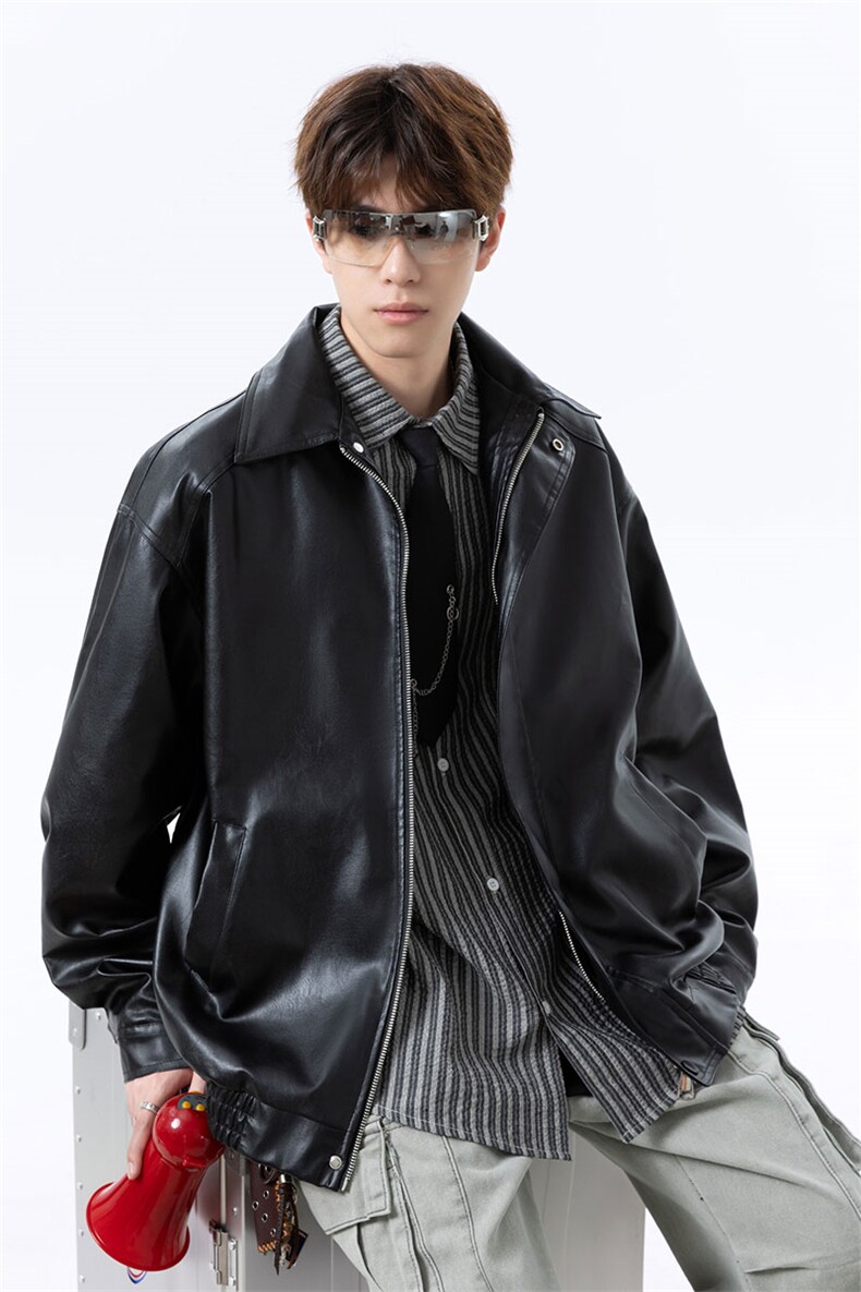潮流宽松美式复古机车皮衣PU皮夹克外套P7806-P70【特价】,男装夹克,电商A007