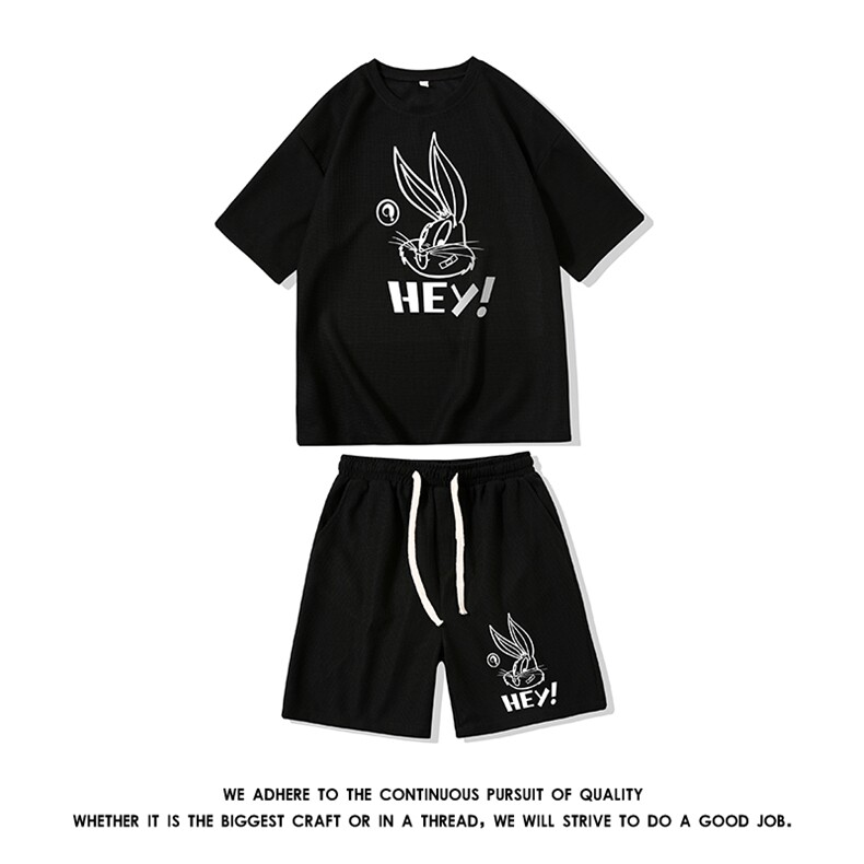 HZ75179-P44 华夫格套装男大码休闲运动套装两件套图片