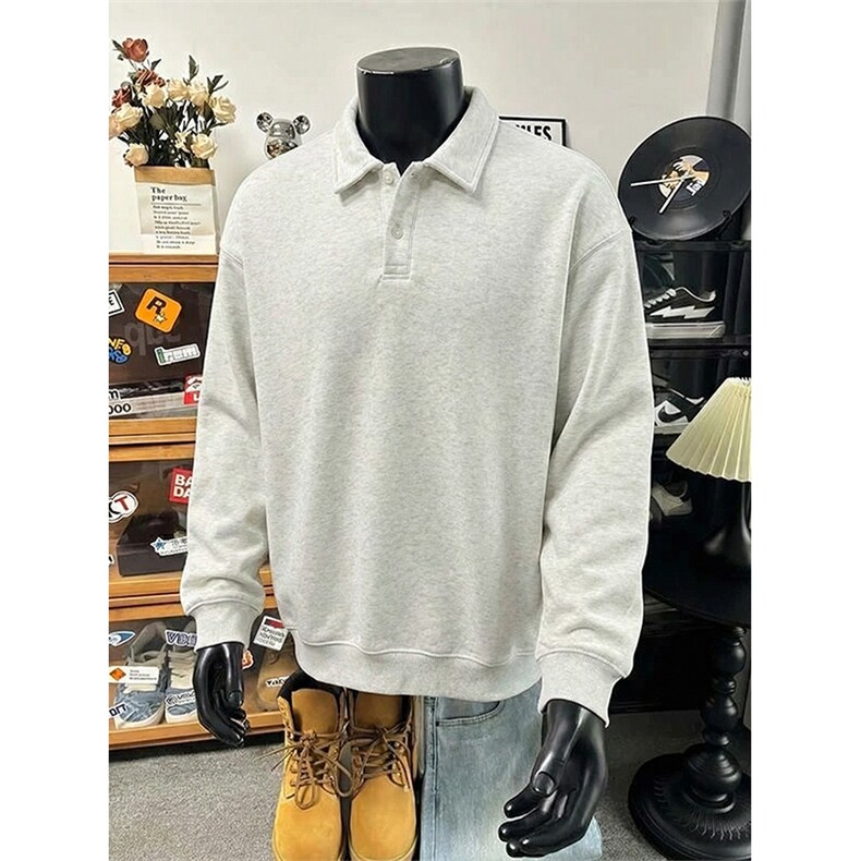 抖音得物高品质二开26春装美式高街结构设计POLO翻领卫衣外套W77，男装Polo衫，电商A486