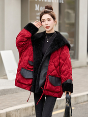 现货，现货，2025冬装新款皮毛一体拼接时尚潮流保暖羽绒服，女装羽绒服，伊仟回