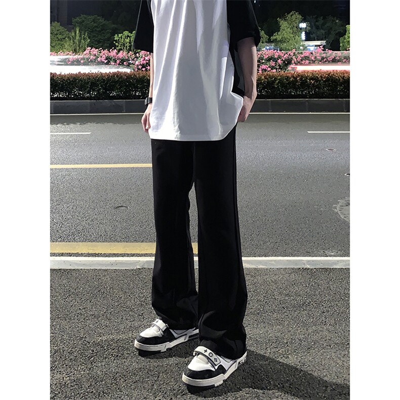 B221美式ins高街纯色情侣款休闲微喇冰丝西裤LK23083-P55控78,男装休闲裤,电商B221