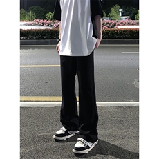 B221美式ins高街纯色情侣款休闲微喇冰丝西裤LK23083-P55控78，男装休闲裤，电商B221