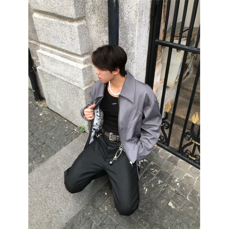 【有货】Boxy短款水墨花垫肩外套男高级感美式夹克HT112LL-P75图片