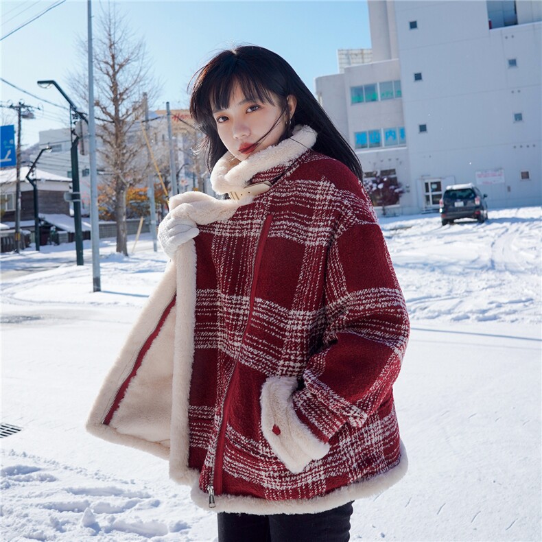 已出货19年毛呢加厚兔毛内胆短外套圣诞新年款229-8139,女装毛呢外套,浙宝229
