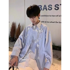 【有货】D22546-特批58立体订花衬衫男长袖条纹衬衣高级感外套，男装衬衫，星座603-2