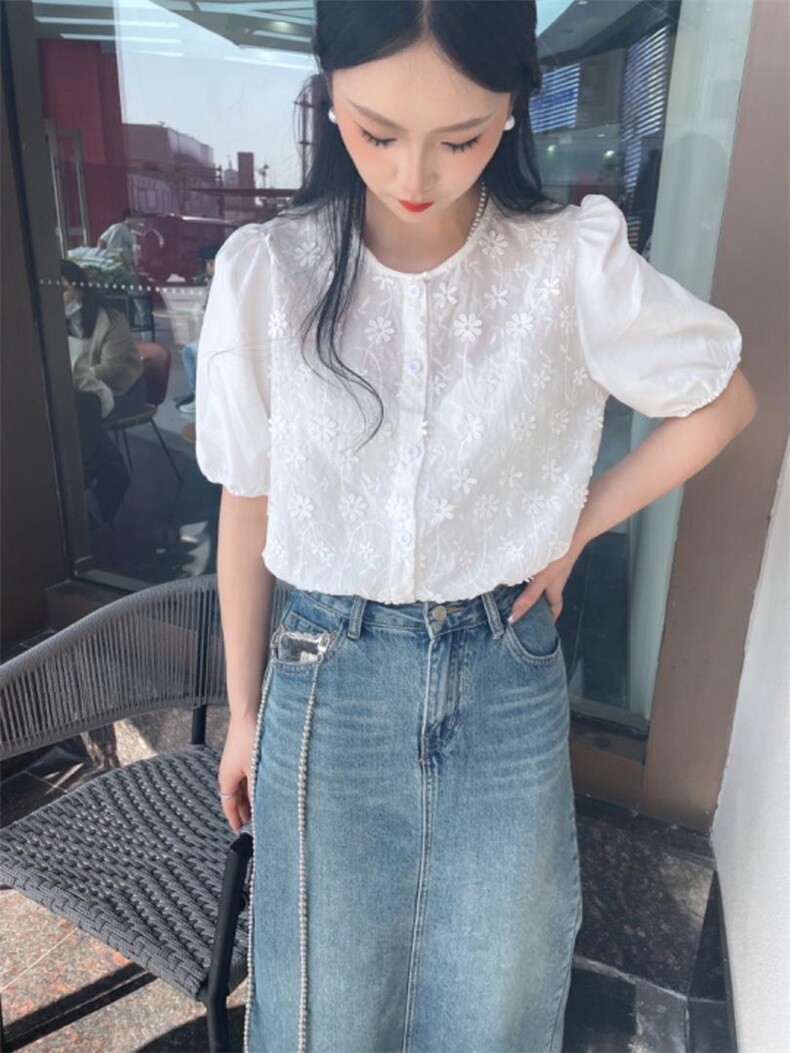 现货夏装新款短袖衬衫女韩版时尚大方，女装衬衫，泰靡(2F)