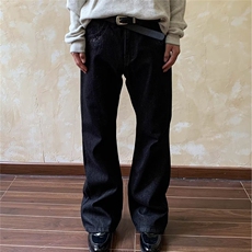 美式高街黑色阔腿直筒牛仔裤男2025秋冬直筒显瘦垂感ing长裤子，男装牛仔裤，星座506A