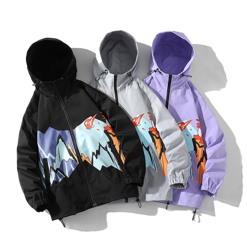 7XL-M连帽夹克外套男2023秋装新款潮印花加肥加大码胖子风衣控88图片