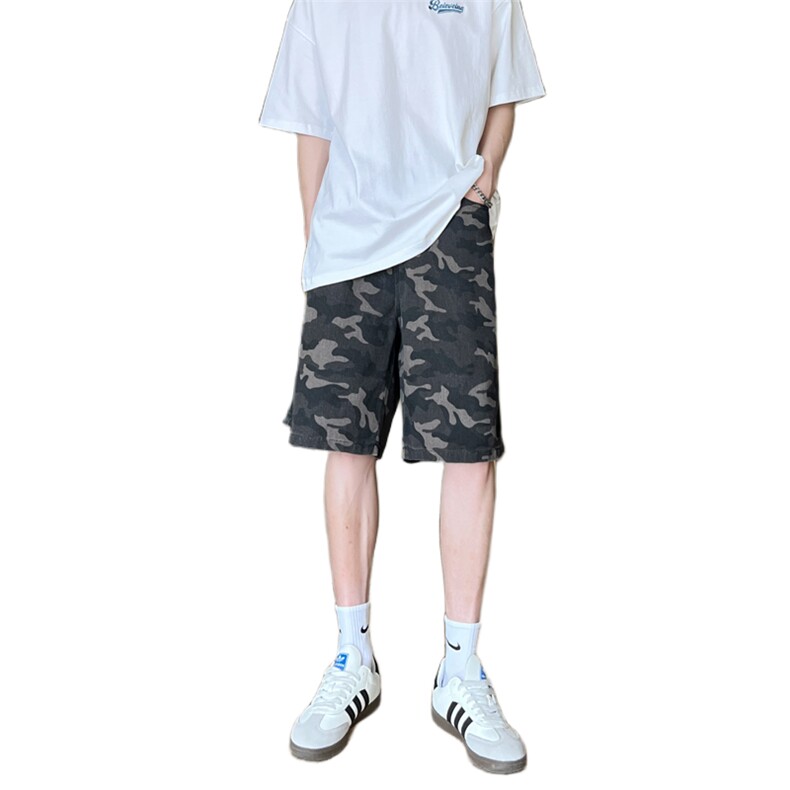现货得物夏季迷彩工装宽松阔腿直筒五分短裤男K5916-特P35控59,男装牛仔裤,星座205