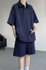 8XL-M日系工装短袖衬衫男夏季POLO衫t恤休闲运动套装TZ38004特P55，男装Polo衫，电商B312