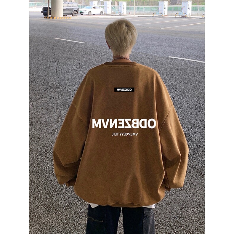 得物抖音高品质二开360克重磅做旧炒雪花纯色圆领水洗卫衣1504,男装卫衣,电商A486