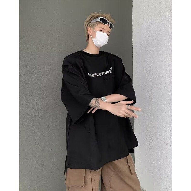 假两件抗皱短袖男夏季设计感时尚潮流正肩t恤美式潮牌重磅五分袖,男装T恤,星座506A