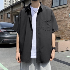 痞帅衬衫男短袖港风日系休闲宽松工装衬衣韩版百搭外套CS0312-P30，男装衬衫，星座308B-1