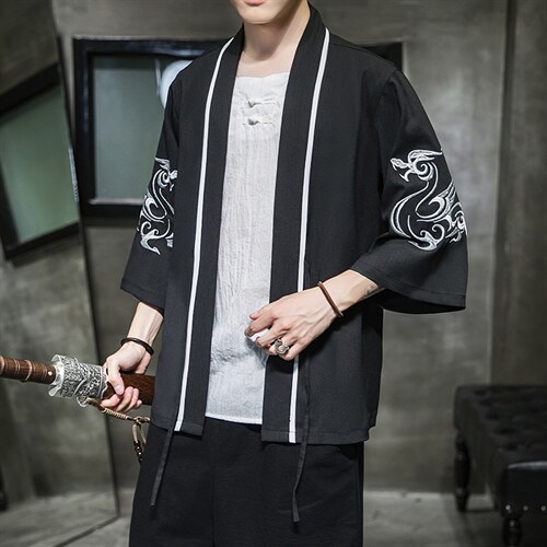 夏装新款龙腾刺绣汉服开衫衫白色A032/2201-2208/50，男装衬衫，电商A032