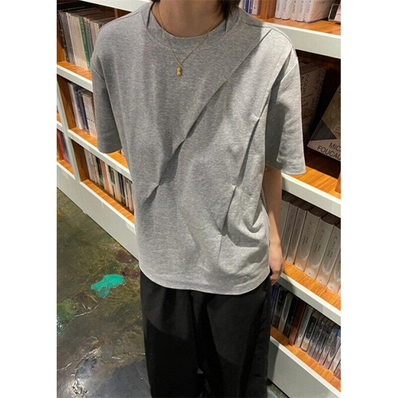 夏季设计感解构拼接短袖t恤男百搭正肩半袖小领口上衣潮TK6,男装T恤,星座1116A（原606A-3）