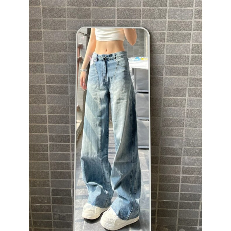 【现货】美式复古设计感弯刀牛仔裤新款百搭阔腿裤X107P40,男装牛仔裤,星座1112-1