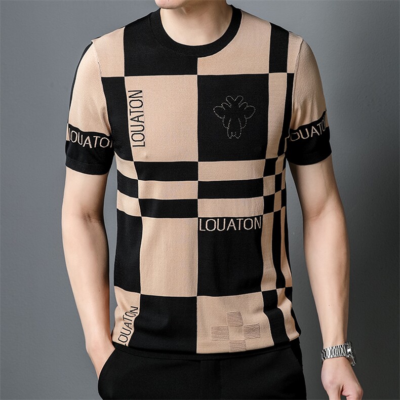 2024年夏季新款短袖t恤男士圆领宽松印花青年透气半袖潮流体恤P98,男装T恤,钱塘6003A(原)4033A