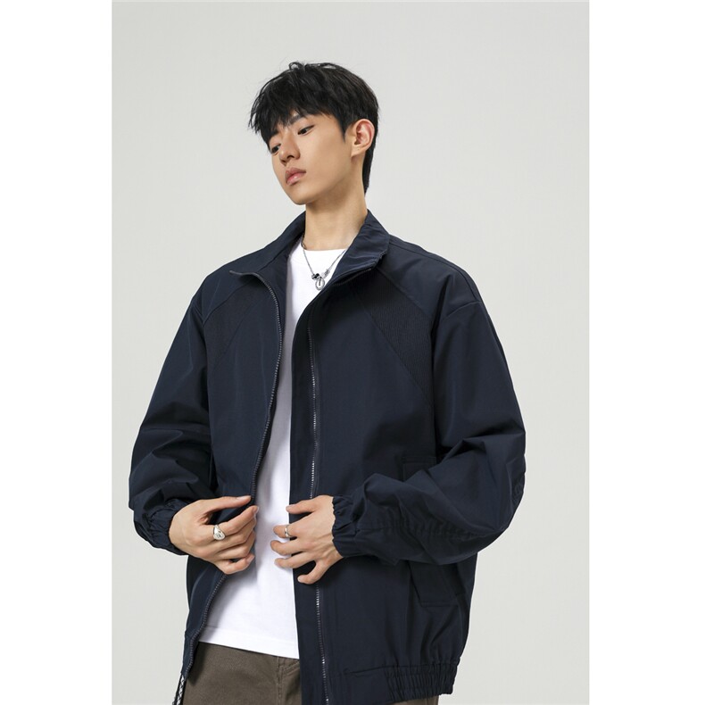 美式罗纹拼接袖子褶皱大码M-5XL教练夹克男JK78056P69控105,男装夹克,星座226-1