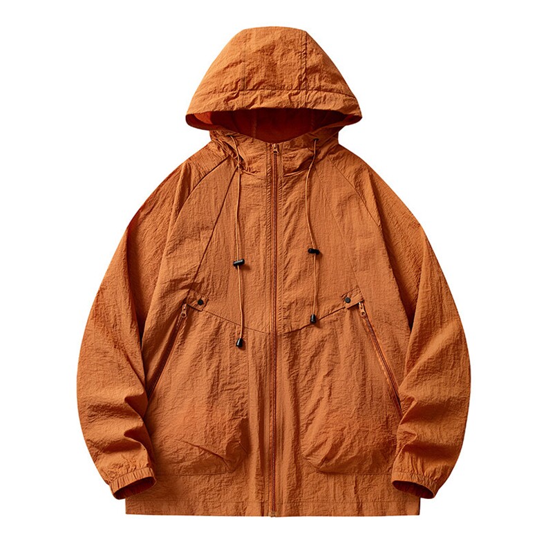 F036夏季新款男士休闲百搭长袖防晒衣外套P40平铺图焦糖色，男装防晒衣，星座1615-1