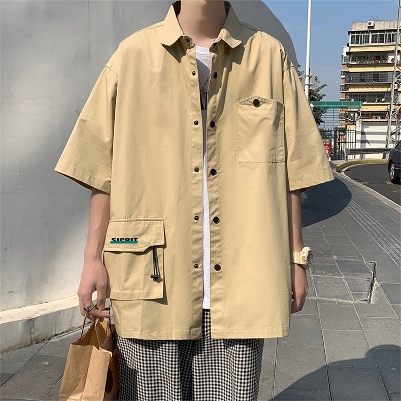 CS4002-P55 夏季新款工装质感短袖衬衫男士工装衬衣韩版时尚 控78图片