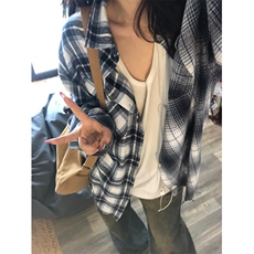 【有货】拼接格子衬衫设计感高级感美式复古长袖衬衣S39LL-特P36，男装衬衫，星座1007（原301D）
