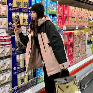 连帽工装冲锋衣加厚兔毛绒内里派克棉服3083P215K308图片