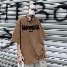 B239-X1022-P38美式字母做旧水洗短袖落肩袖短袖T恤男，男装T恤，星座514-2(原B239)