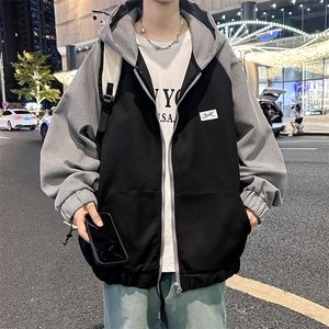 A826-P55 春秋季潮牌宽松休闲开衫卫衣美式复古连帽夹克外套男图片