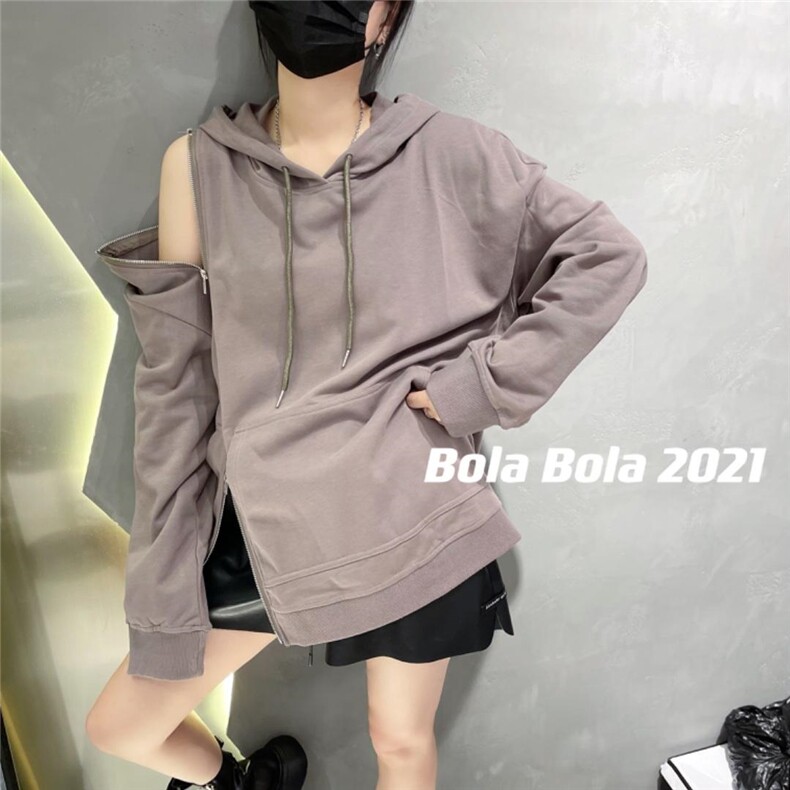 潮牌多穿式拉链卫衣，女装卫衣/绒衫，菠拉菠拉