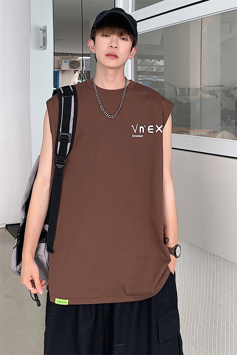 夏季港风t恤男宽松大码纯棉运动背心坎肩潮牌无袖BX007P25,男装背心/马甲,星座1204-3