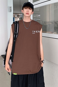 夏季港风t恤男宽松大码纯棉运动背心坎肩潮牌无袖BX007 P25图片
