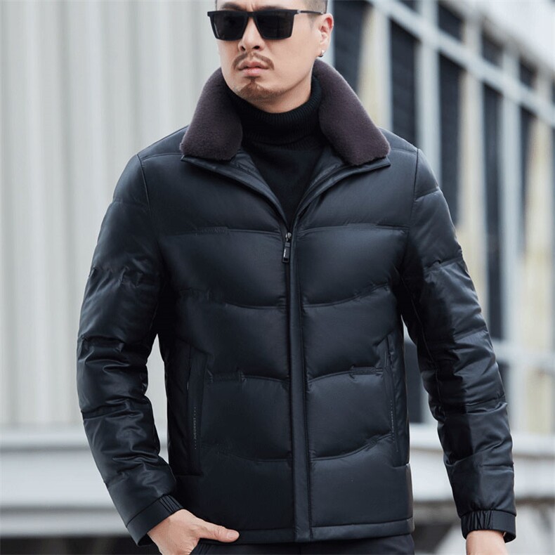 2025新款真皮皮衣男士真皮羽绒服短款绵羊皮夹克鹅绒加厚外套,男装夹克,星座715-3