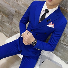 秋冬双排扣糖果色眼睛款西服套男三件套小西装外套A470-TZ79，男装西服套装，电商A207