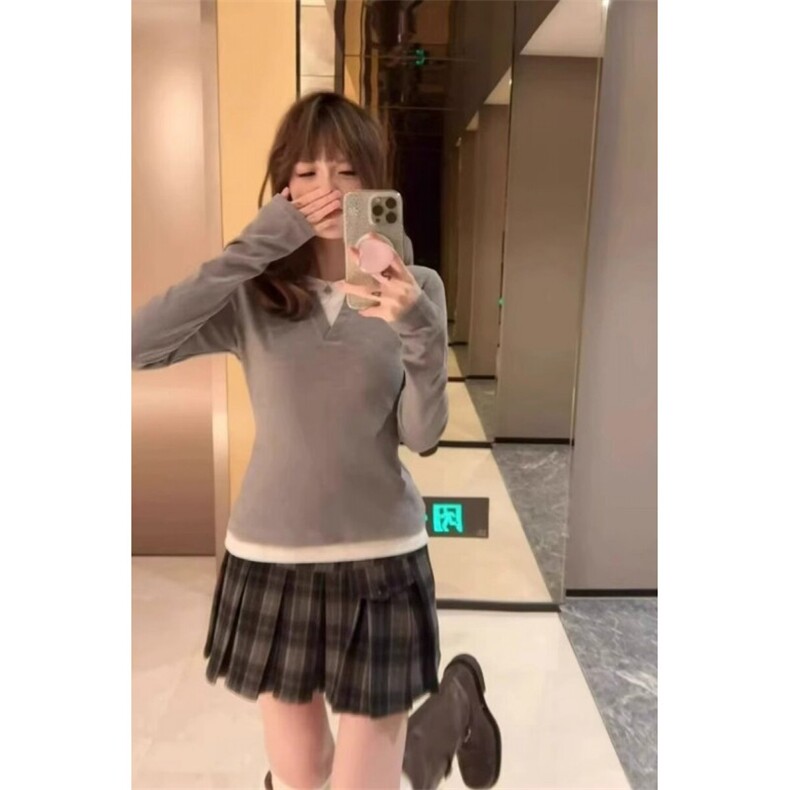 JK2501-P55韩系学院风格纹半身裙女高腰显瘦百褶裙短款a字裙,女装半身裙,星座617A-2