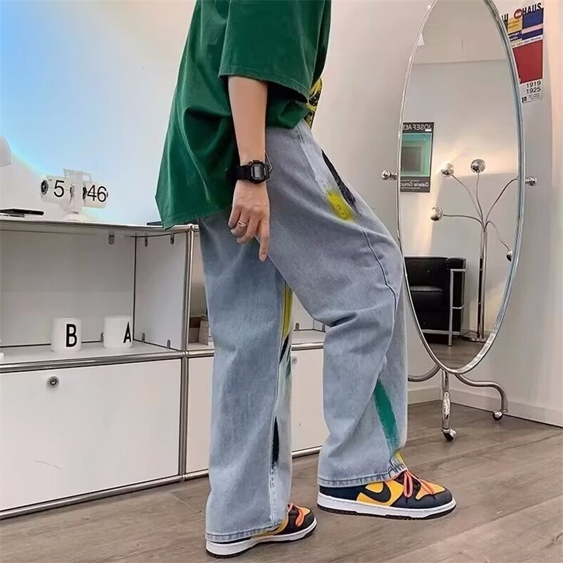新款时尚牛仔裤文艺潮流男春季青春流行百搭日系慵懒潮裤N216/P45,男装牛仔裤,星座506