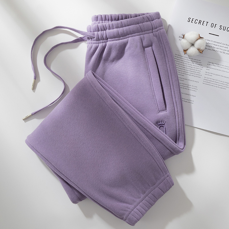 2026 New Autumn and Winter Fleece-Lined Sweatpants for Women, Purple Spring and Autumn Style, Zippered Plus-Size Sweatpants for Women, Winter Pants for Women