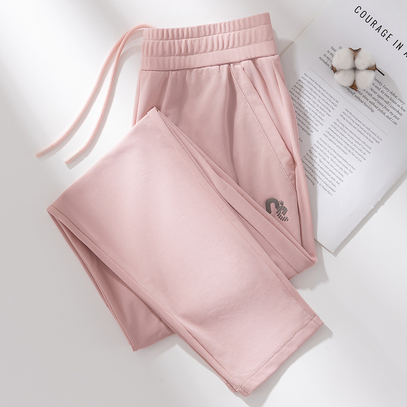 Ultra-Thin Pink Ice Silk Pants for Women 2025 New Summer Thin Sports Pants Women's Straight Breathable Quick-Drying Casual Long Pants