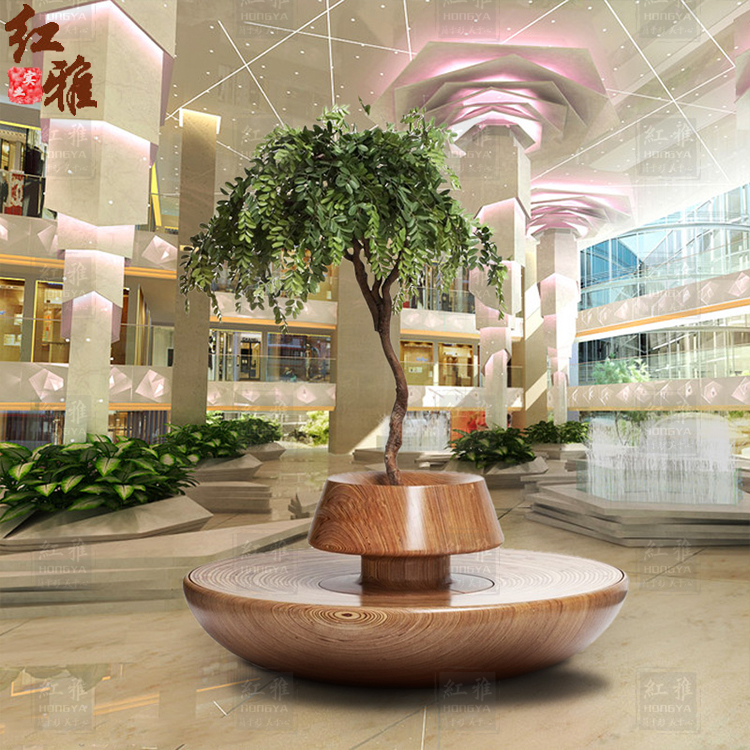 Creative fiberglass shopping mall leisure seat shopping plaza outdoor pedestrian street park flower pot waiting stool combination