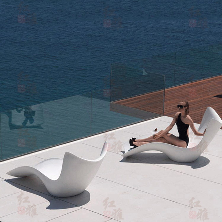 Fiberglass hotel clubhouse villa swimming pool lounge chair outdoor seaside beach lounge chair courtyard shaped seat