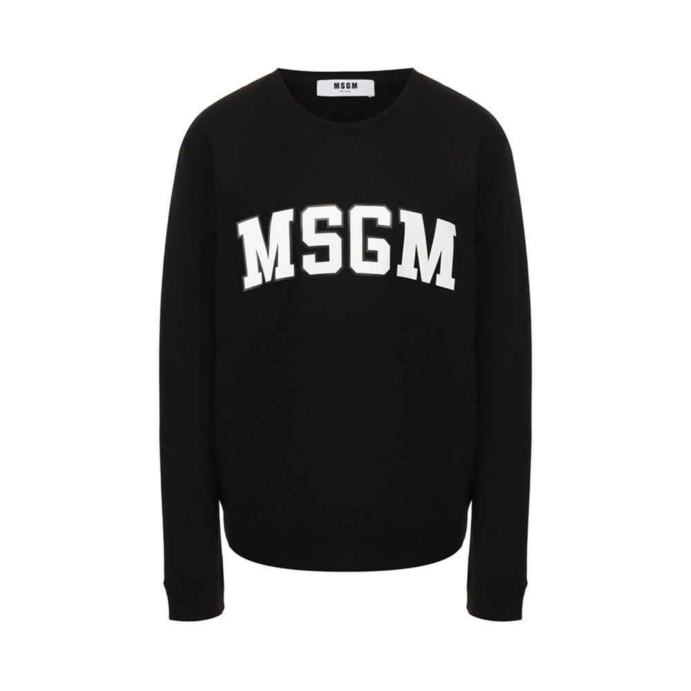 MSGM đen bông thư LOGO in thời trang đơn giản phụ nữ giản dị vòng cổ edicom