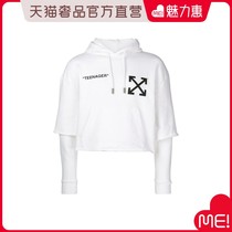 off-white mens white cotton arrow print hooded sweater