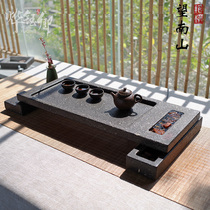 Running water tea tray Household stone Kung Fu tea set combination tea sea stone tea table marble stone drainage Wu Jinshi tea tray
