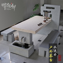 Original stone table flowing water balcony Zen tea table household home tea table tea table Taichung tea table and chair combination outdoor