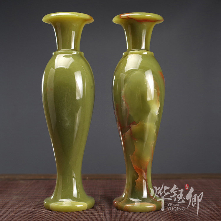 Home Living Room Natural Jade Vase White Jade Pendulum Pieces Table Little Frescoed Flower Floral minimalist décor